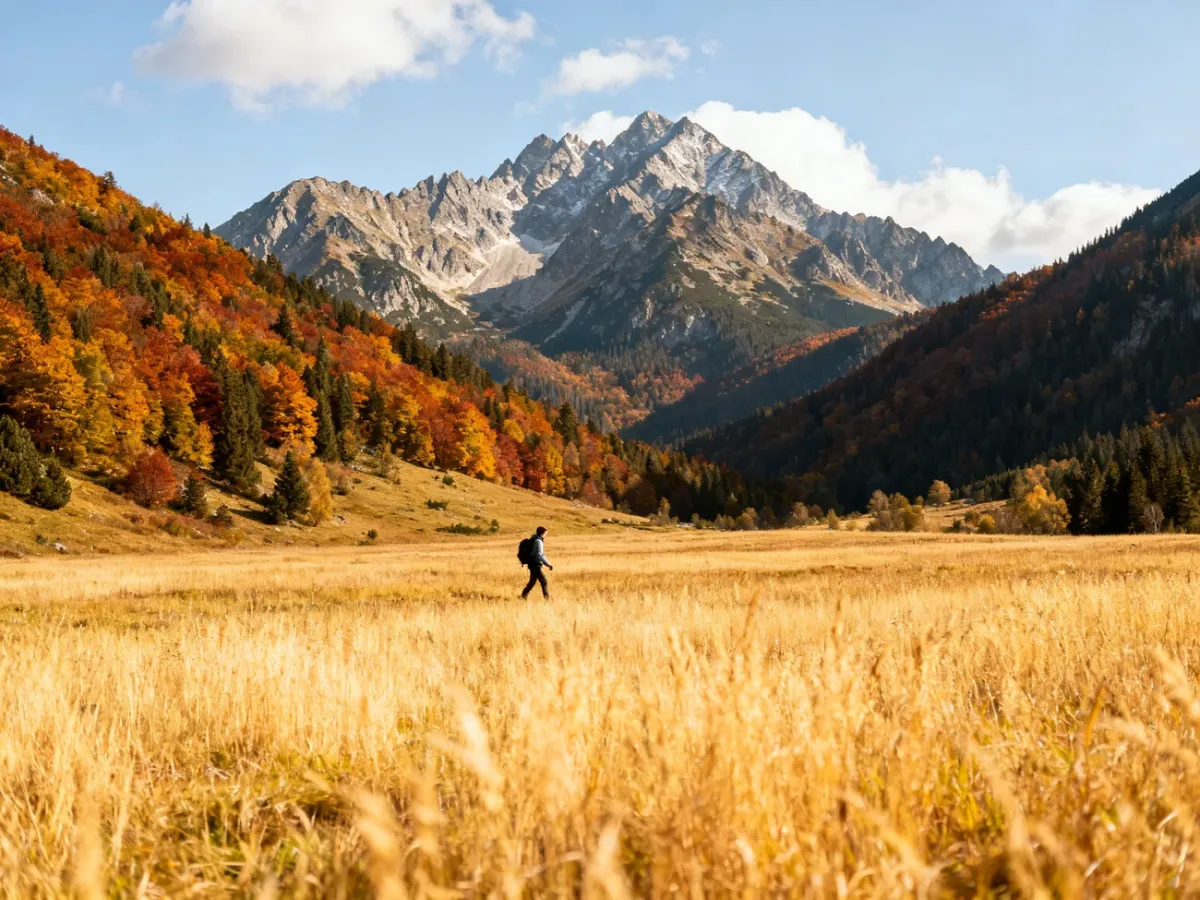 Rusinowa Polana jesienią z widokiem na Tatry Wysokie
